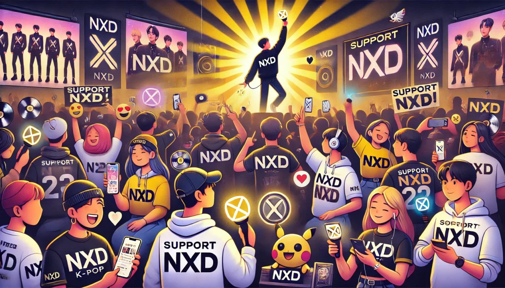 포스터 콘서트 무대 배경으로 NXD 응원하는 팬들