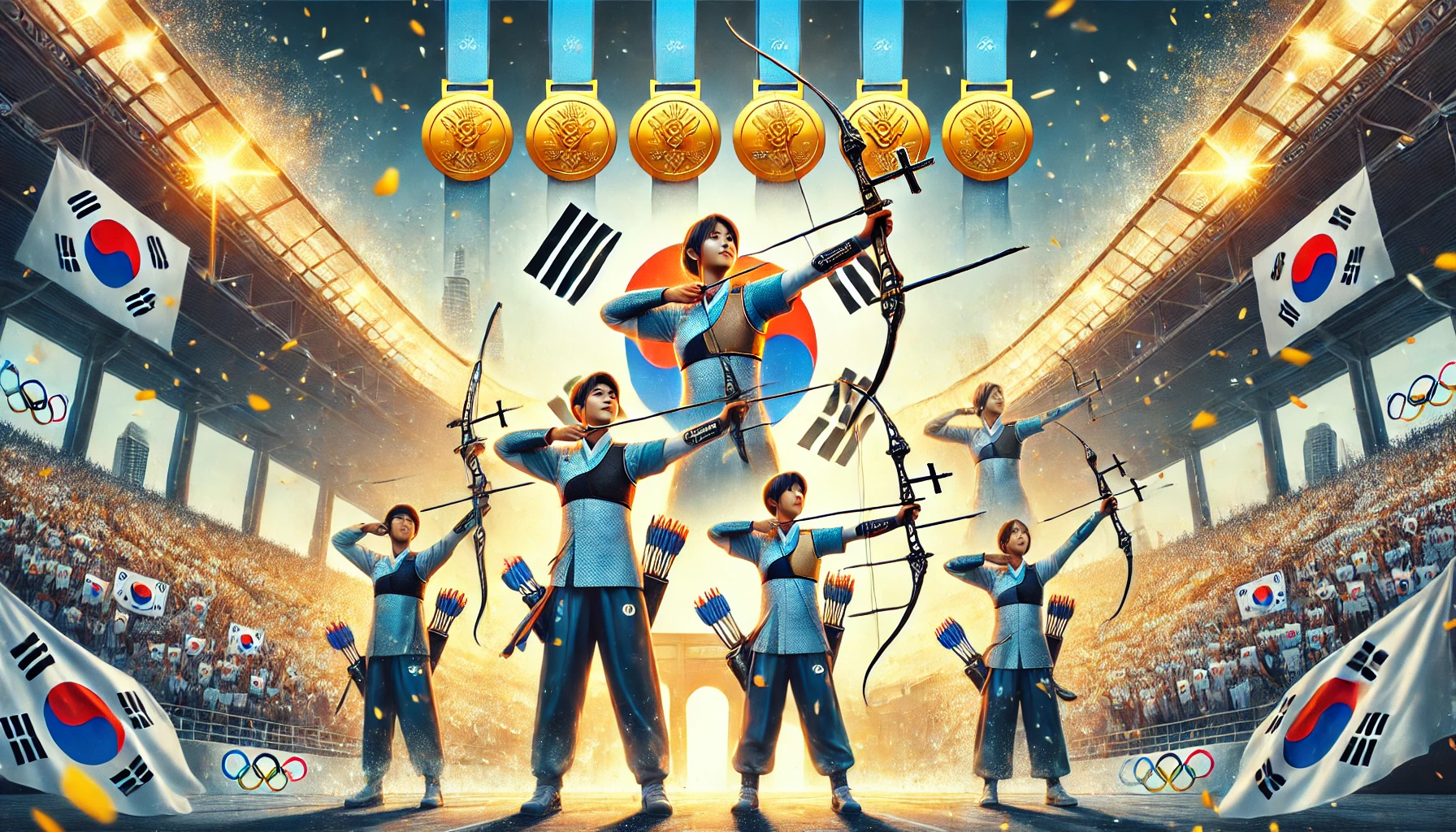 South Korean archers celebrate their historic five-gold sweep at the Paris Olympics.