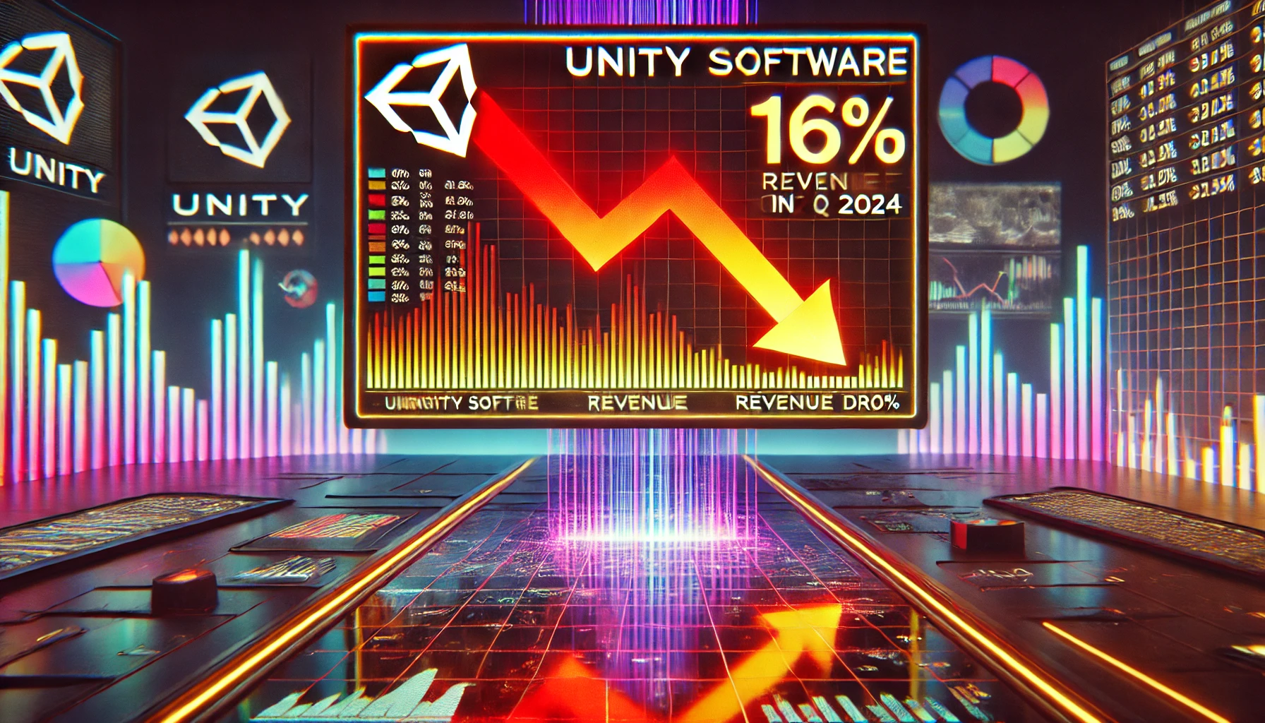 유니티 소프트웨어, 2024년 2분기 매출 16% 대폭 감소 보고