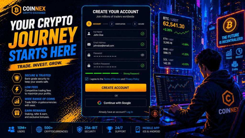 User setting up an account on a cryptocurrency exchange