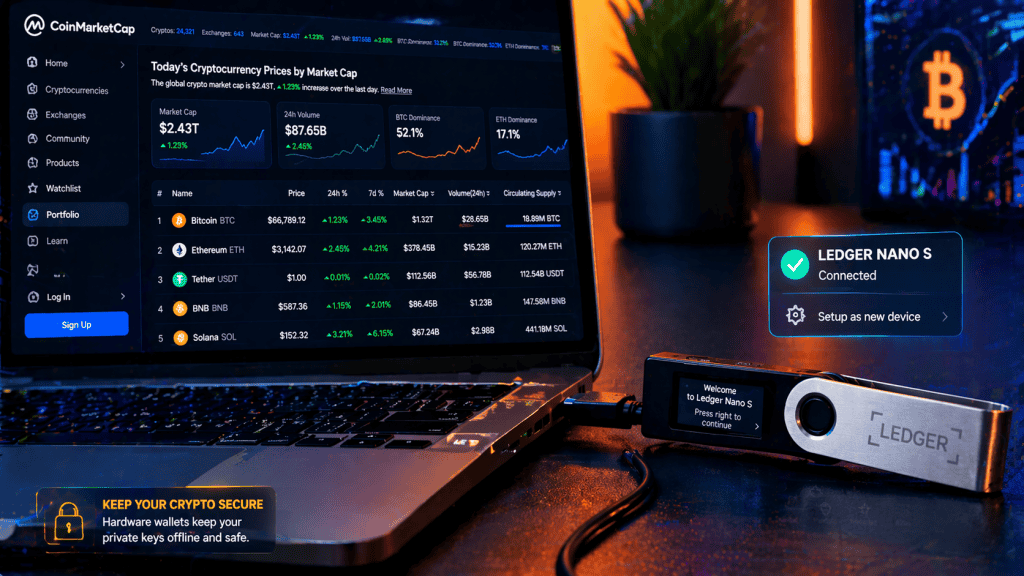 Connecting Ledger Nano S to a computer with a USB cable