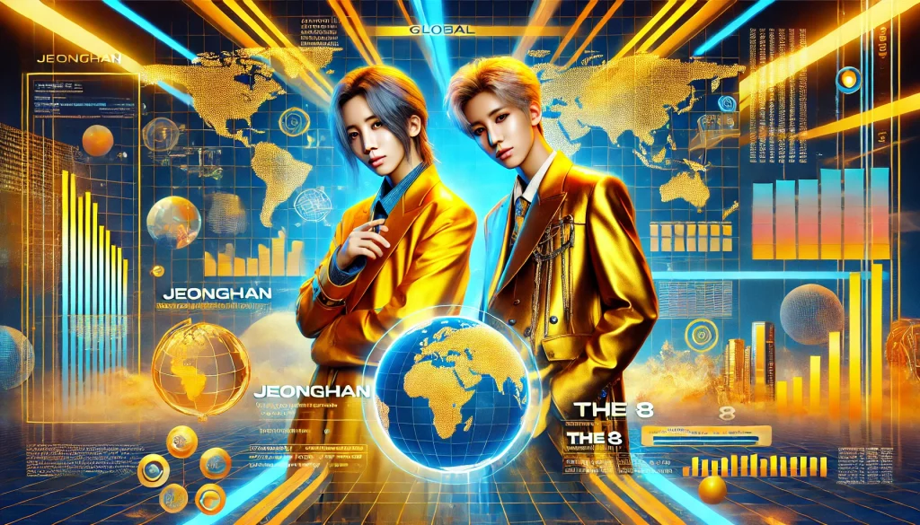 Jeonghan and The8 representing global influence, highlighting their international reach and popularity.