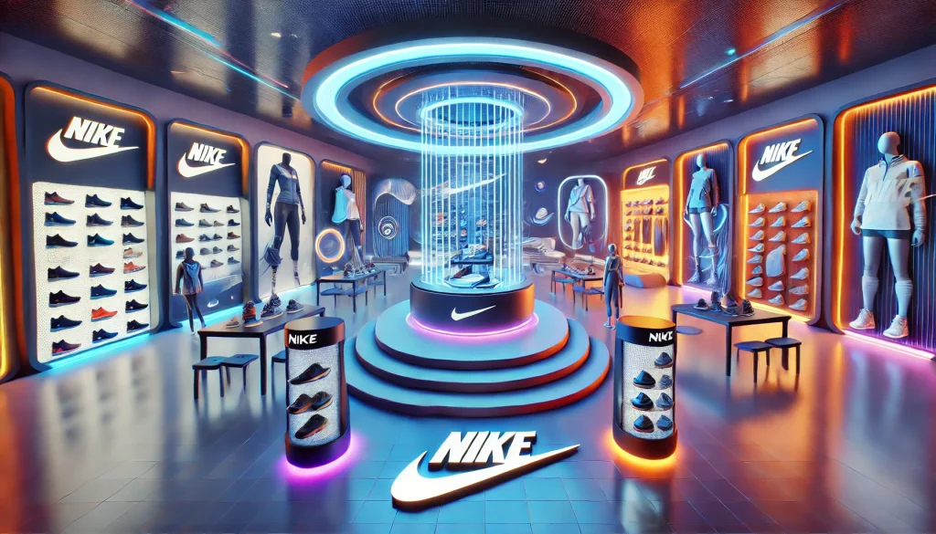 Nike's 3D virtual store in metaverse showcasing immersive interactive branding.