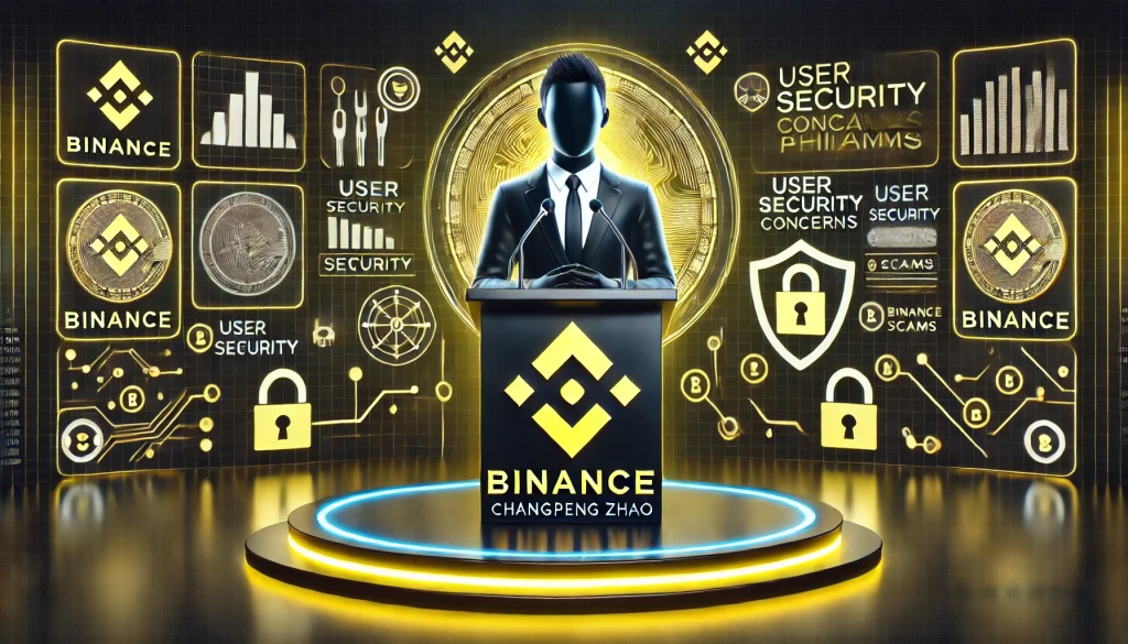 Binance CEO Changpeng Zhao addressing user security concerns and phishing scams in the crypto market