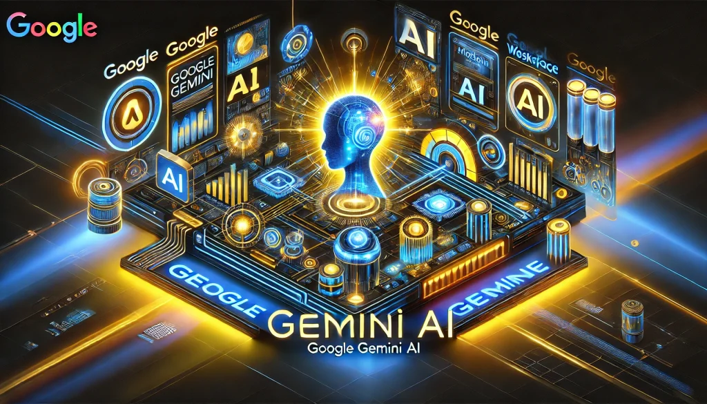 Google Gemini AI showcases advanced capabilities, integrated with Google Workspace and modern AI technologies.