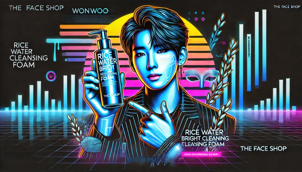 Wonwoo is holding the Rice Water Bright Cleansing Foam