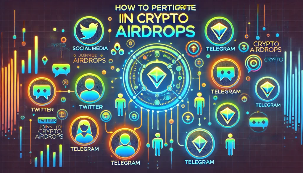 Join a project's social media channels like Twitter or Telegram to participate in crypto airdrops.