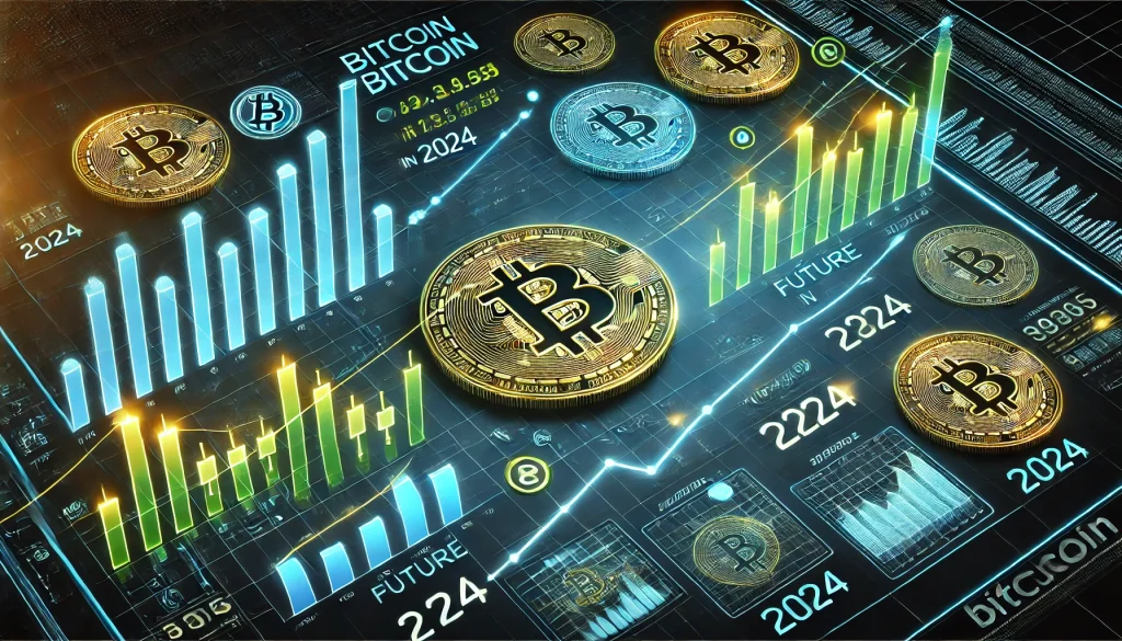 Graph showcasing recent Bitcoin price trends and predictions for future market movements in 2024.