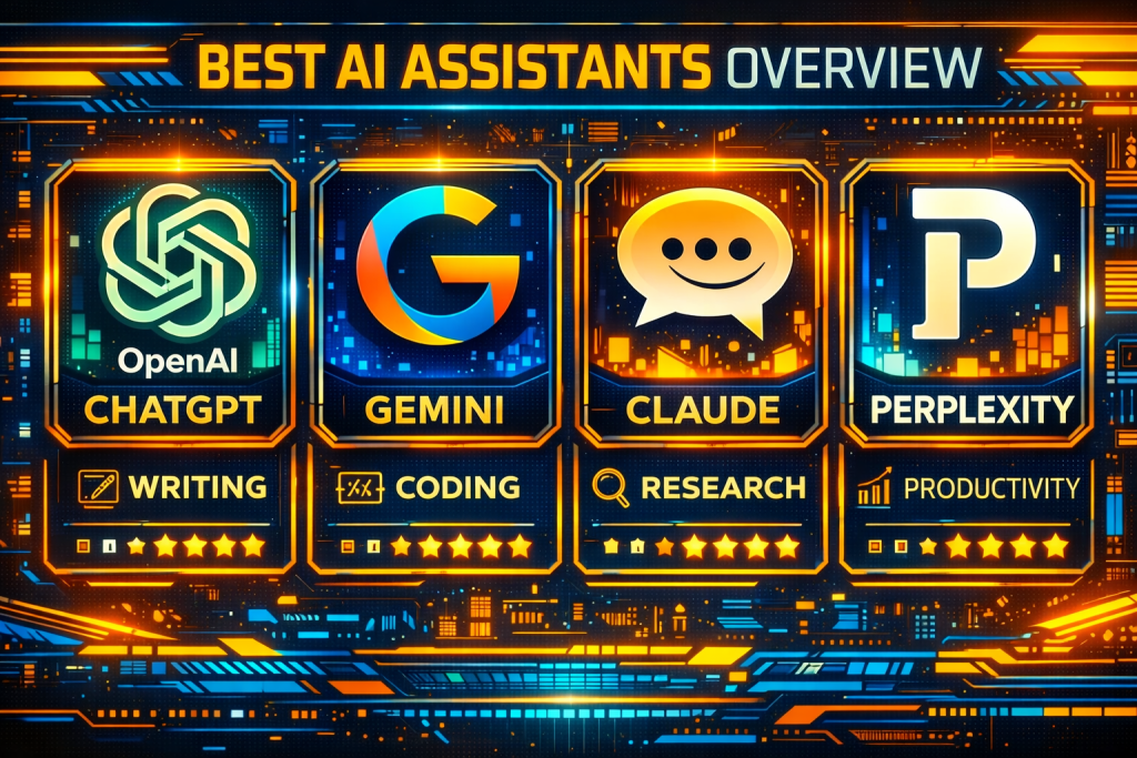 best AI chatbots overview highlighting multiple AI assistants for writing coding research productivity