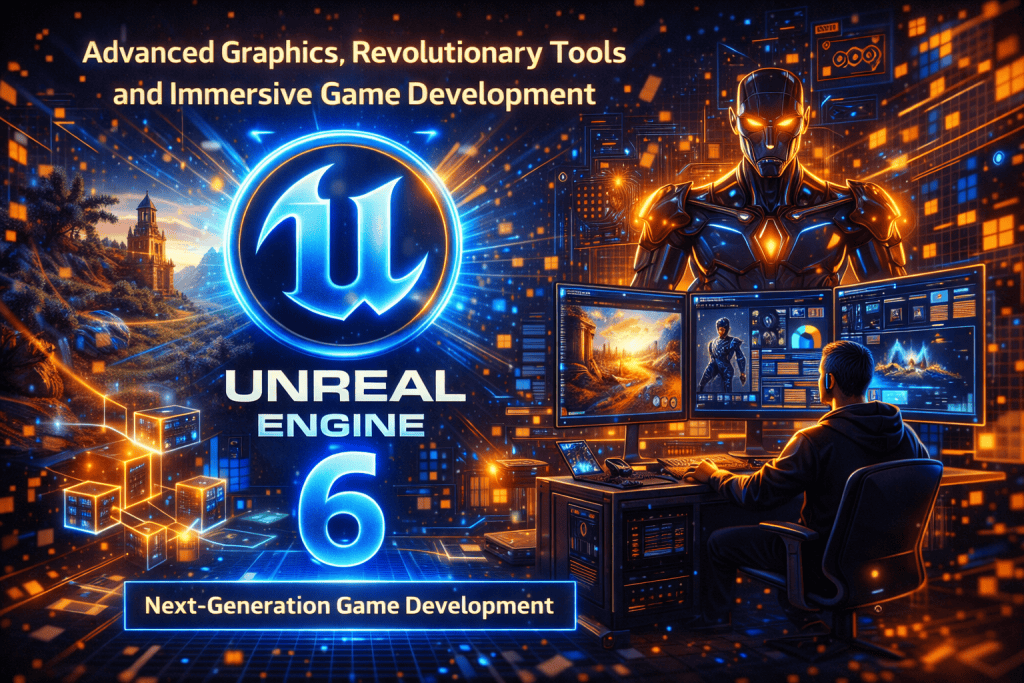 Unreal Engine 6 teaser showcasing advanced graphics, revolutionary tools, and immersive game development features.