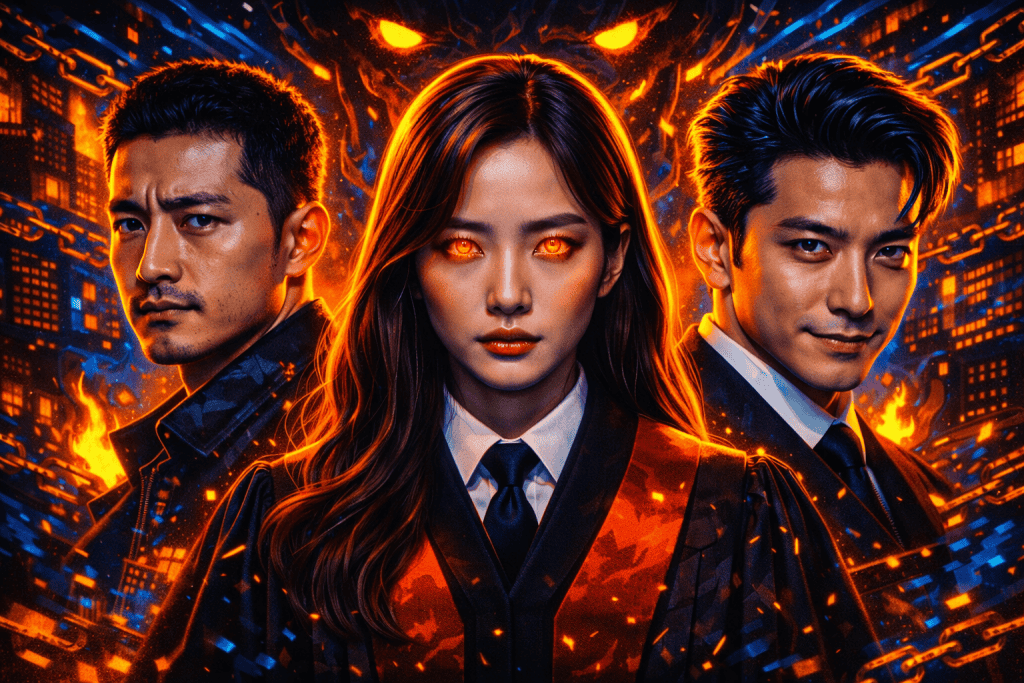 Close up of The Judge From Hell Kdrama lead actors