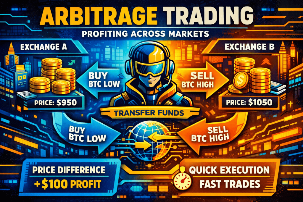 Arbitrage trading process across markets.
