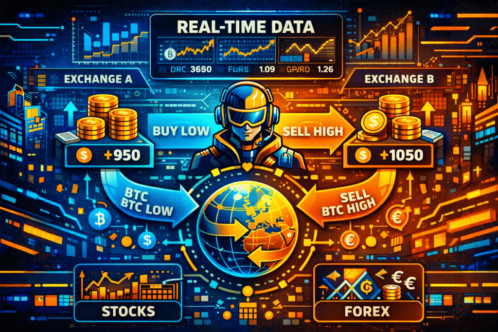 Arbitrage trading using real-time data.