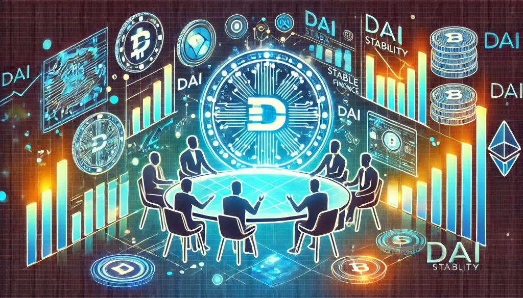 Crypto industry experts discussing Dai stability and decentralized finance impact.