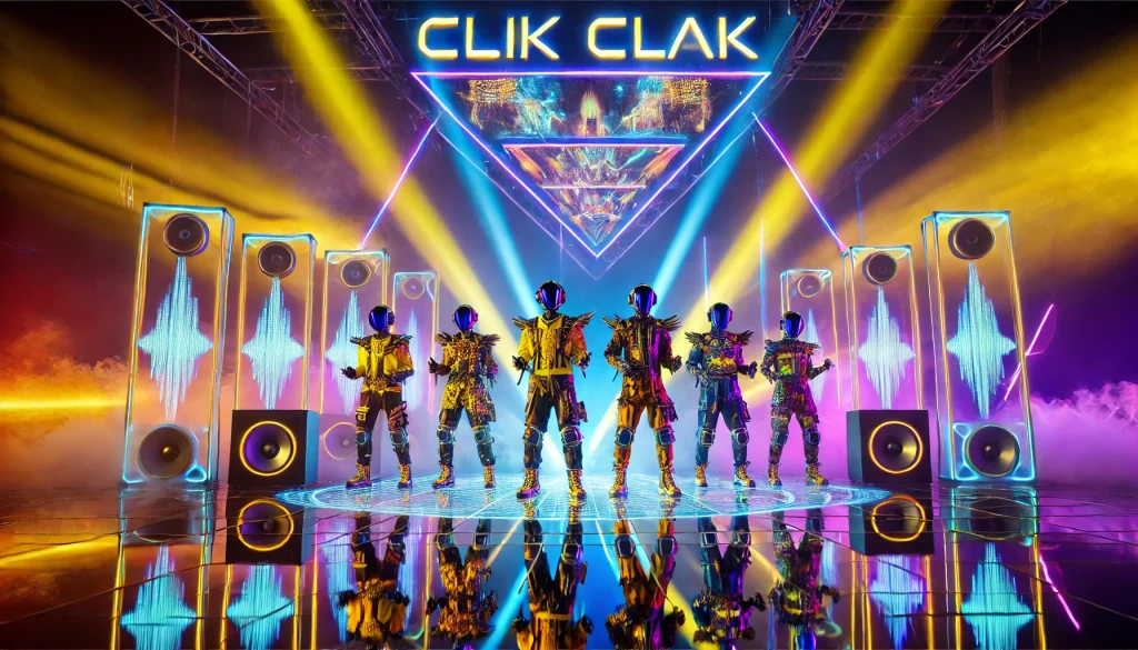 BABYMONSTER performing 'CLIK CLAK' with neon lights and bold outfits.