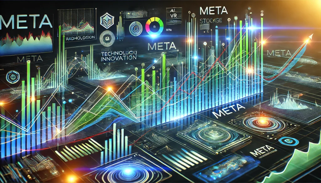 Graph showing Meta stock surge driven by technology advancements.