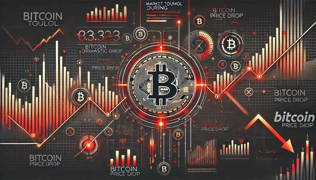 Timeline showing market turmoil during Bitcoin's dramatic price drop.