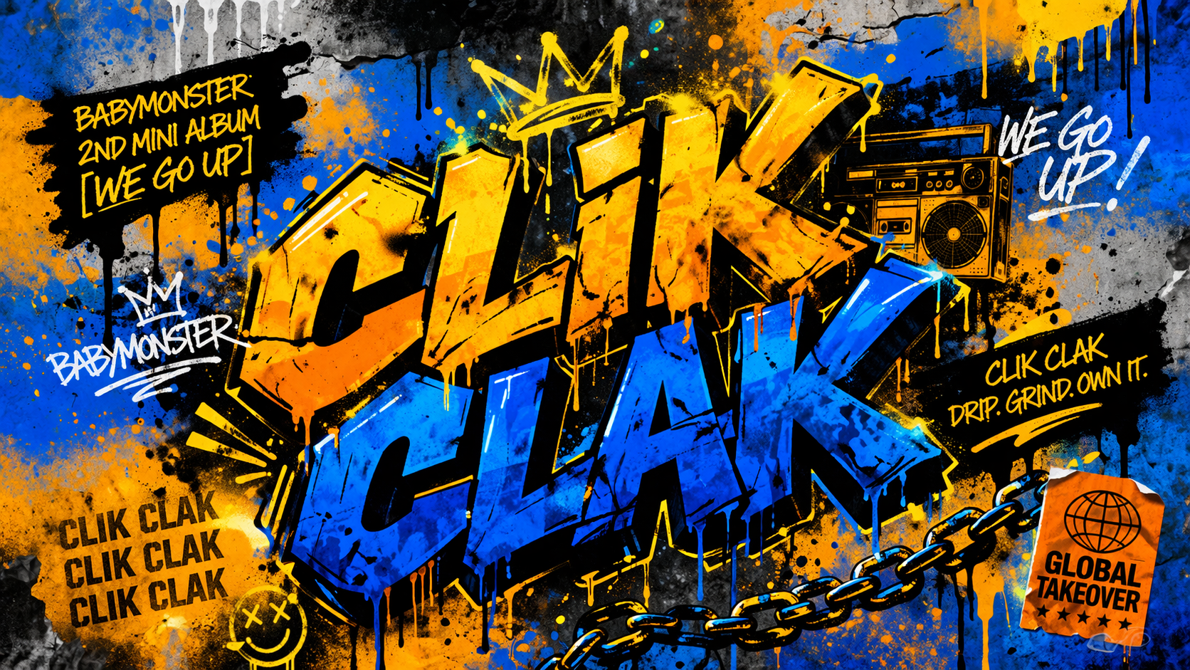 Creative visuals for 'CLIK CLAK,' inspired by street art.