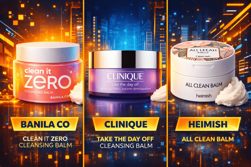 Collage picture of Banila Co Clean It Zero Cleansing Balm, Clinique Take The Day Off Cleansing Balm and Heimish All Clean Balm
