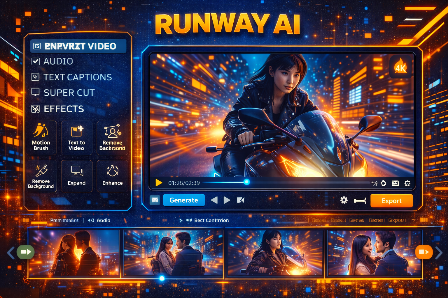 Runway AI interface showcasing video editing tools