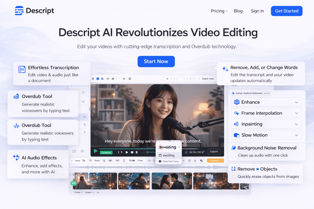 Top features of Descript simplifying video and audio editing