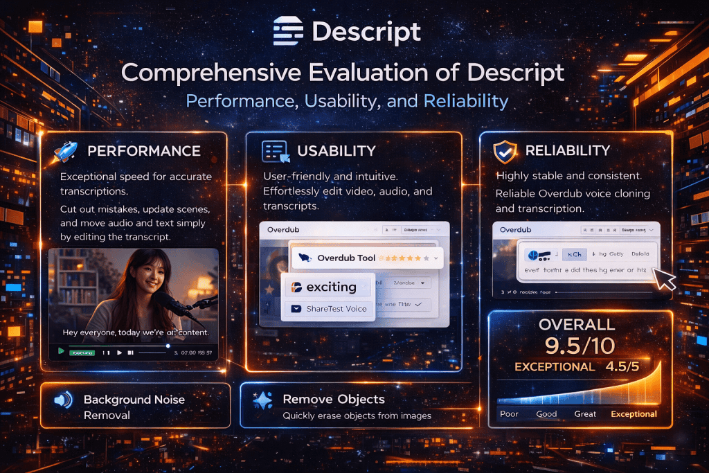 Comprehensive evaluation of Descript performance, usability, and reliability