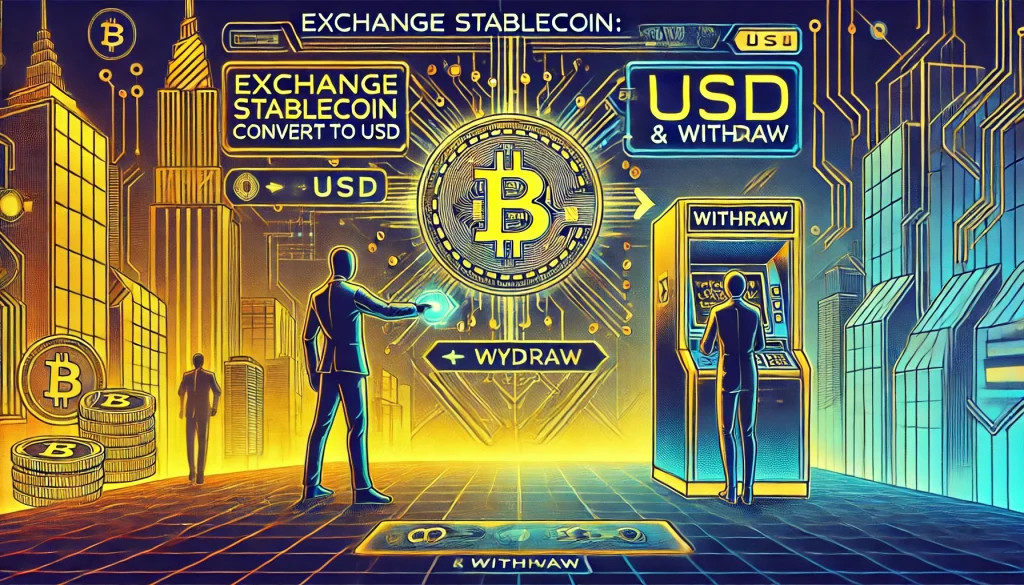 Exchange stablecoin for USD or withdraw funds.