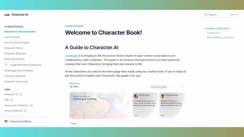 Character AI about page