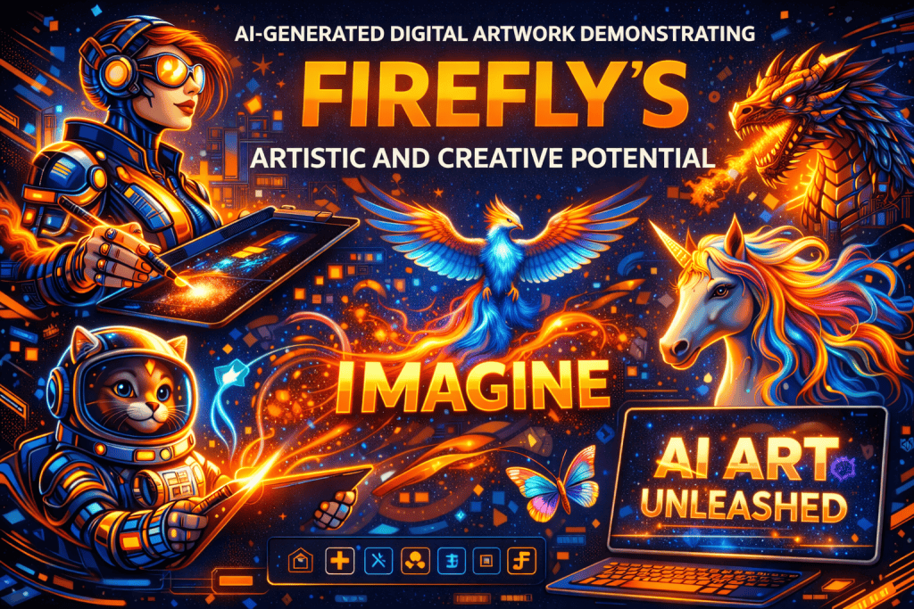 AI-generated digital artwork demonstrating Firefly’s artistic and creative potential.