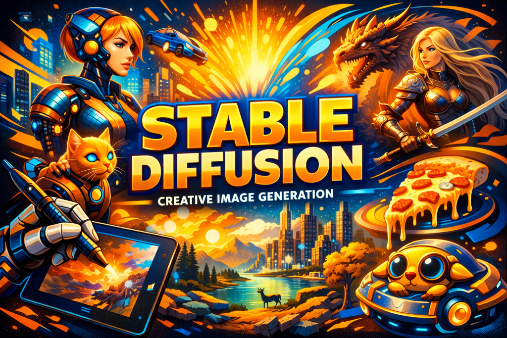 AI-generated artwork showcasing Stable Diffusion’s creative image generation capabilities.