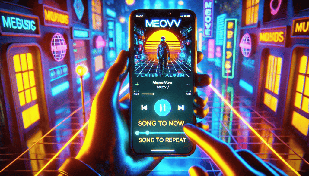 Streaming MEOVV’s album on a music platform.