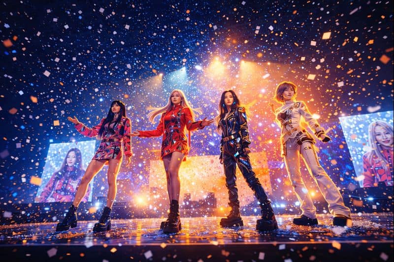 2NE1 Members on stage concert