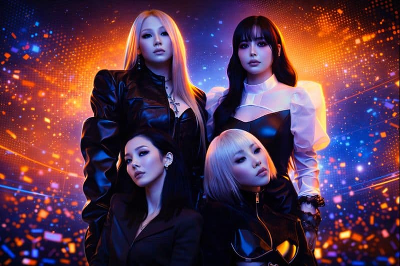 2NE1 members on their photoshoot