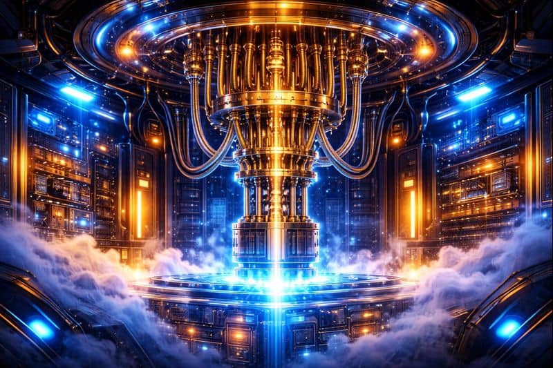 Researcher operating a quantum computing system in a laboratory setting