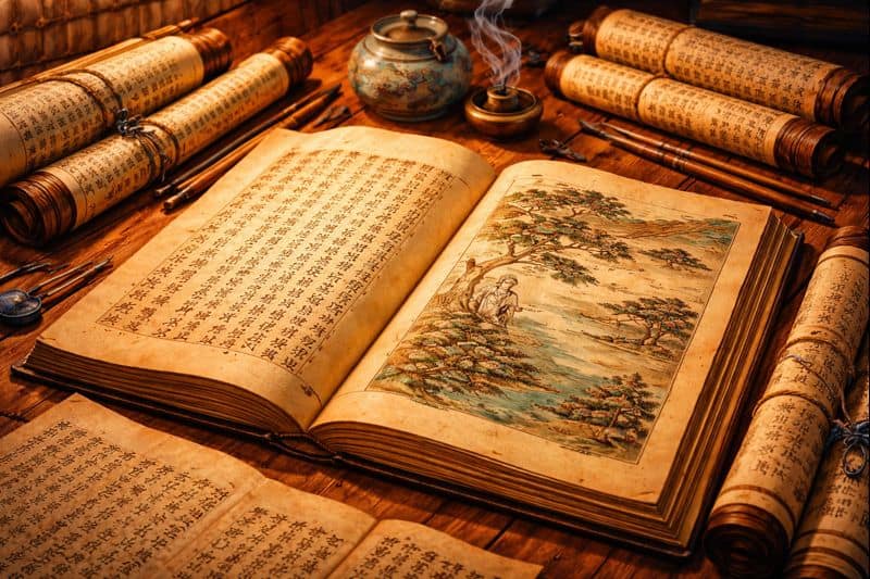 Ancient Korean manuscripts reflecting early literary traditions