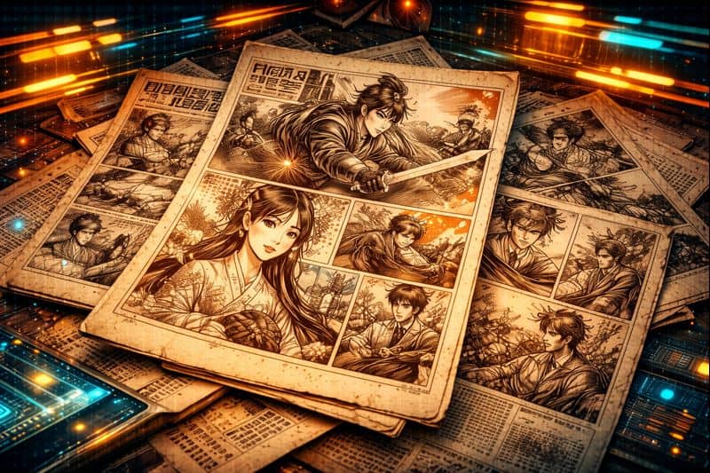 Early Korean comic art from historical newspapers