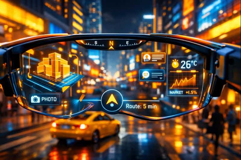 Ar Glasses displaying digital information over a real-world environment