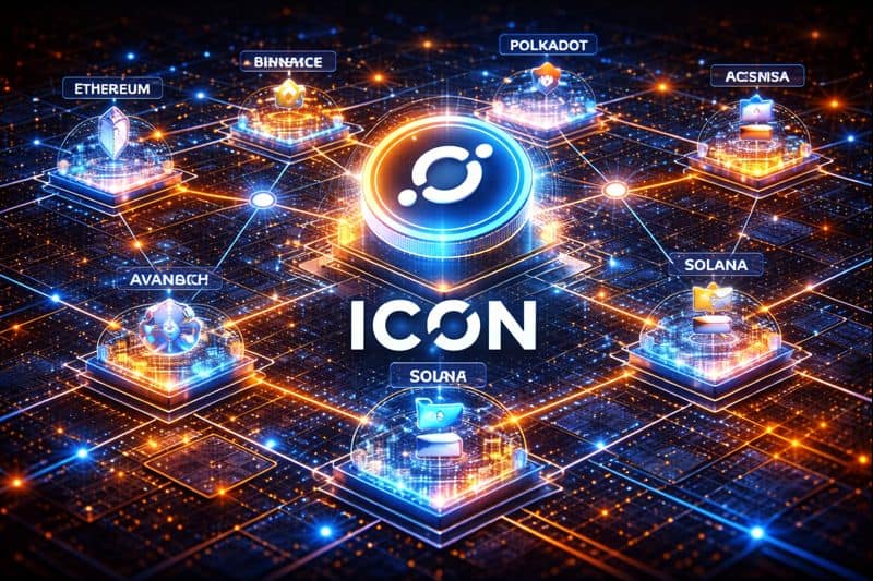 ICON network architecture showing connected blockchain communities