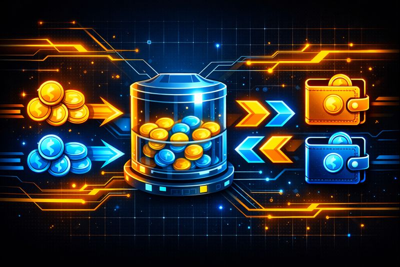 Showing how assets are pooled and swapped in a Liquidity Pool smart contract.