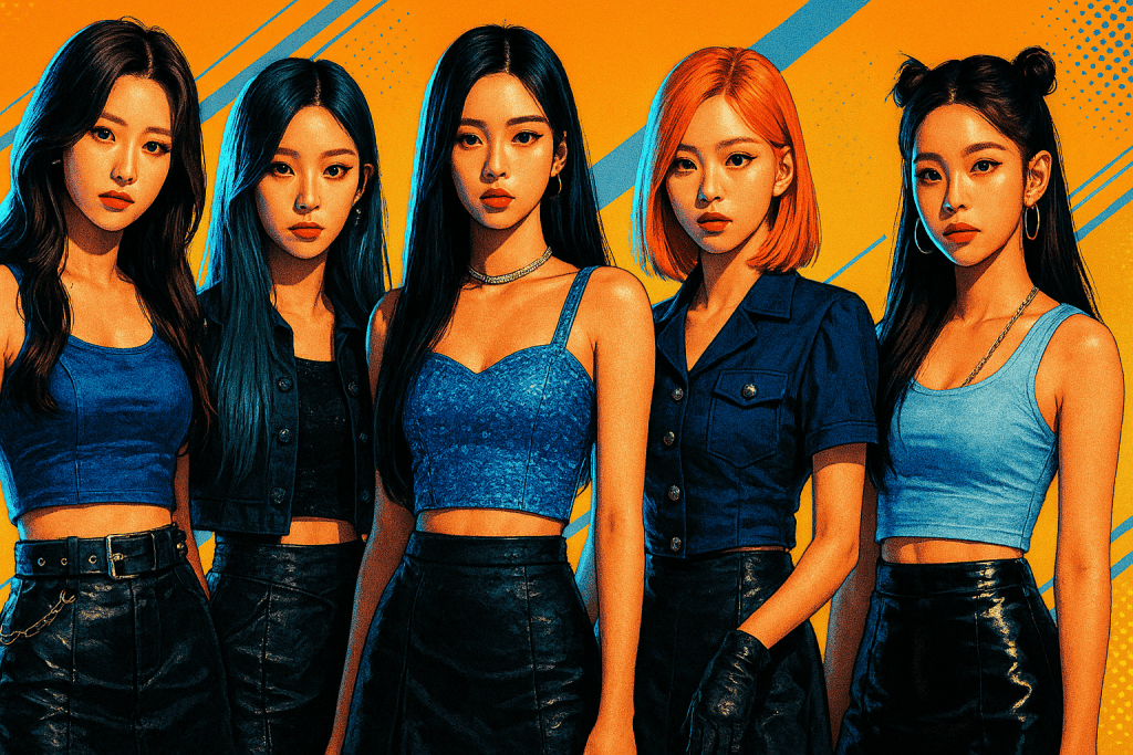 STAYC members in cyberpunk pop-style design