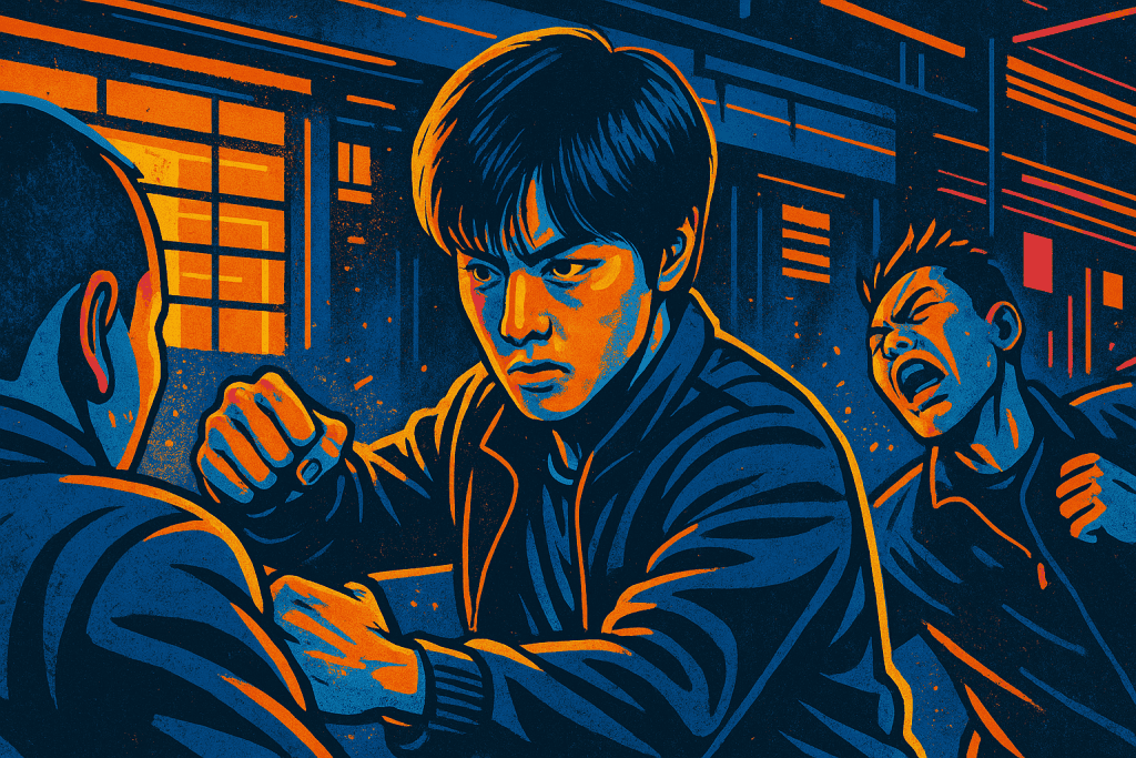 Park Ji-hoon portrays Yeon Si-eun fighting determined bullies.