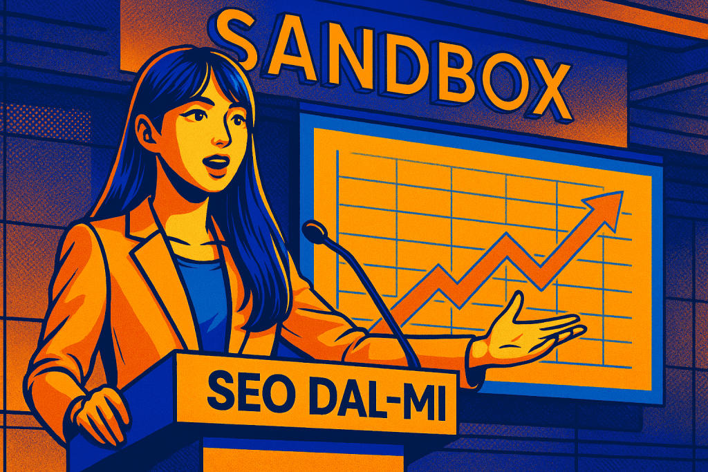 Seo Dal-mi presents bold pitch inside Sandbox hall.