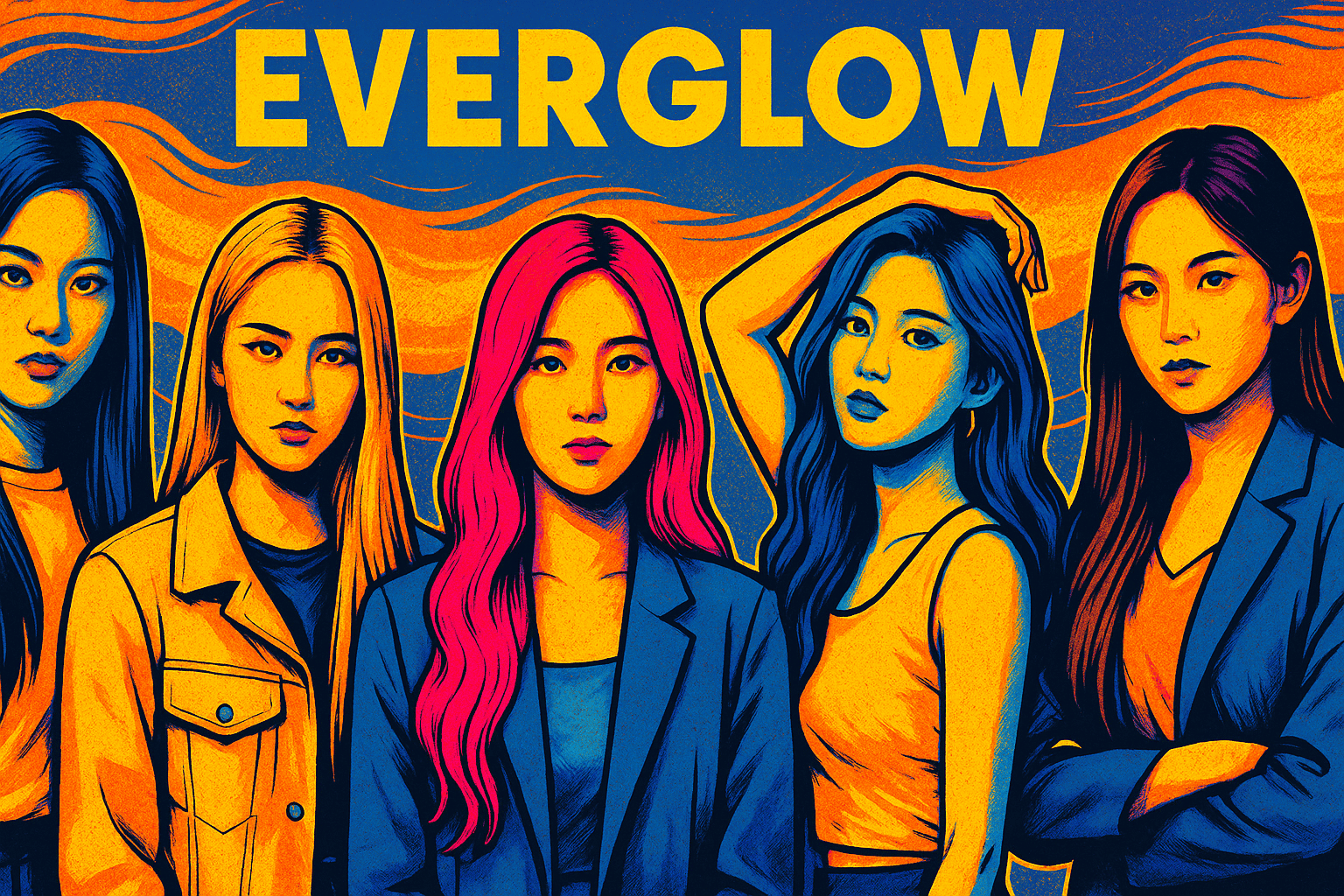 The members of the kpop group EVERGLOW.
