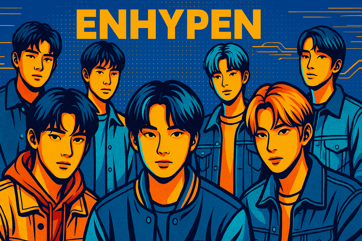 The members of the boy group ENHYPEN.