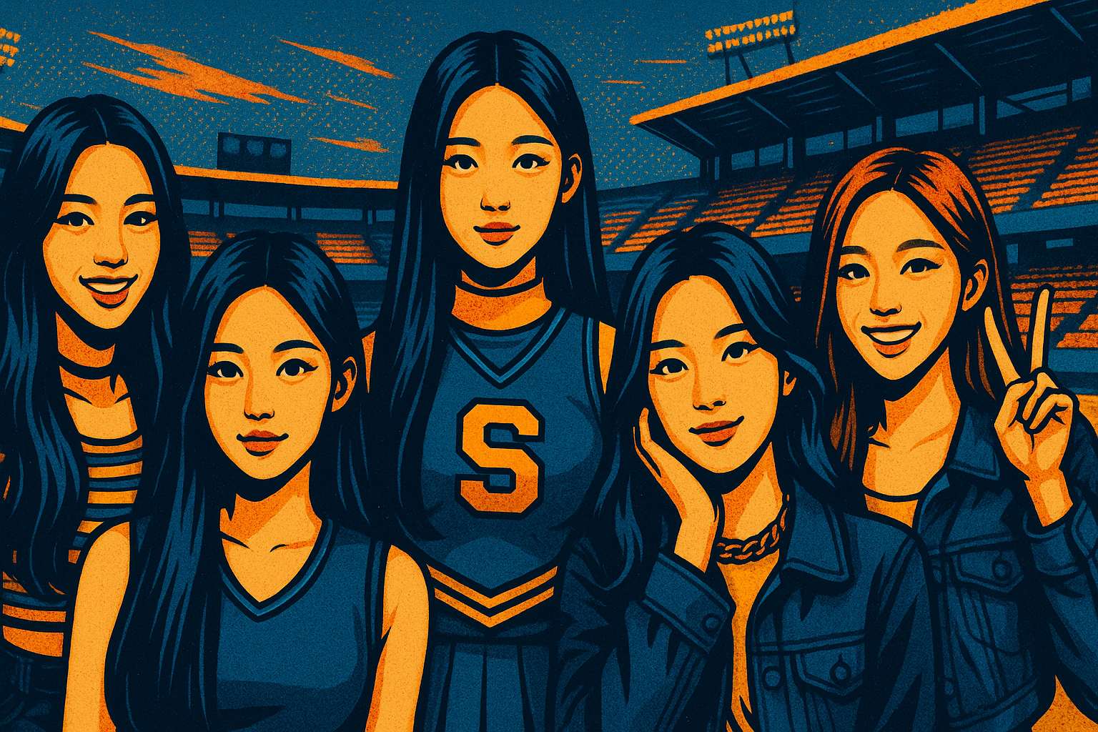 The members of STAYC in a stadium