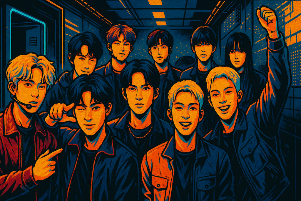 The members of THE BOYZ backstage.
