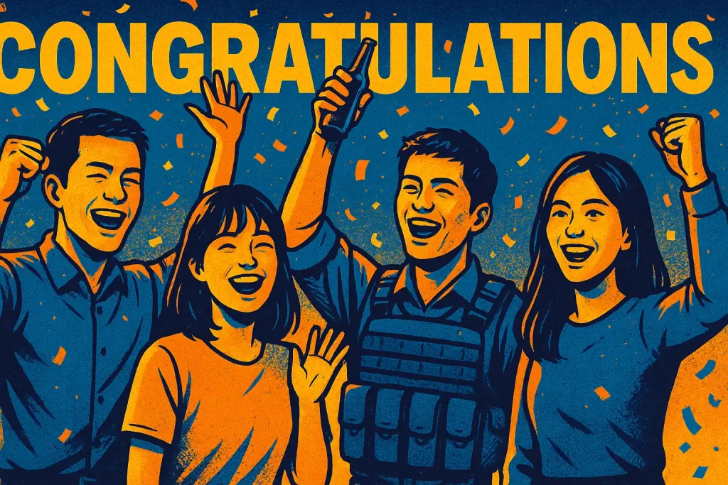 Descendants of the Sun cast group celebration scene