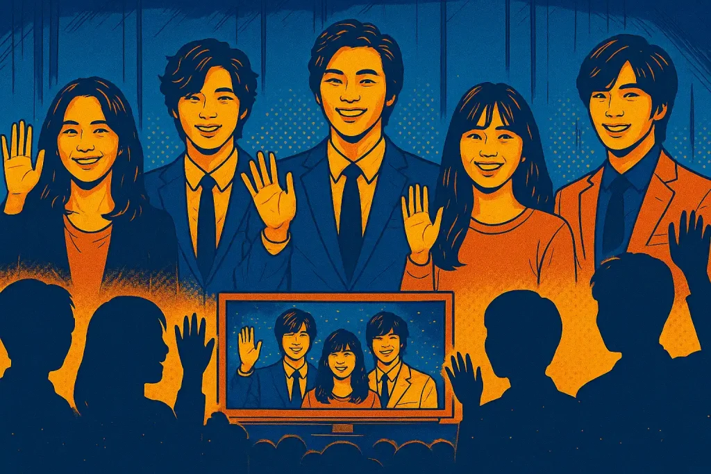 Cast Of Boys Over Flowers attending fan event greeting.