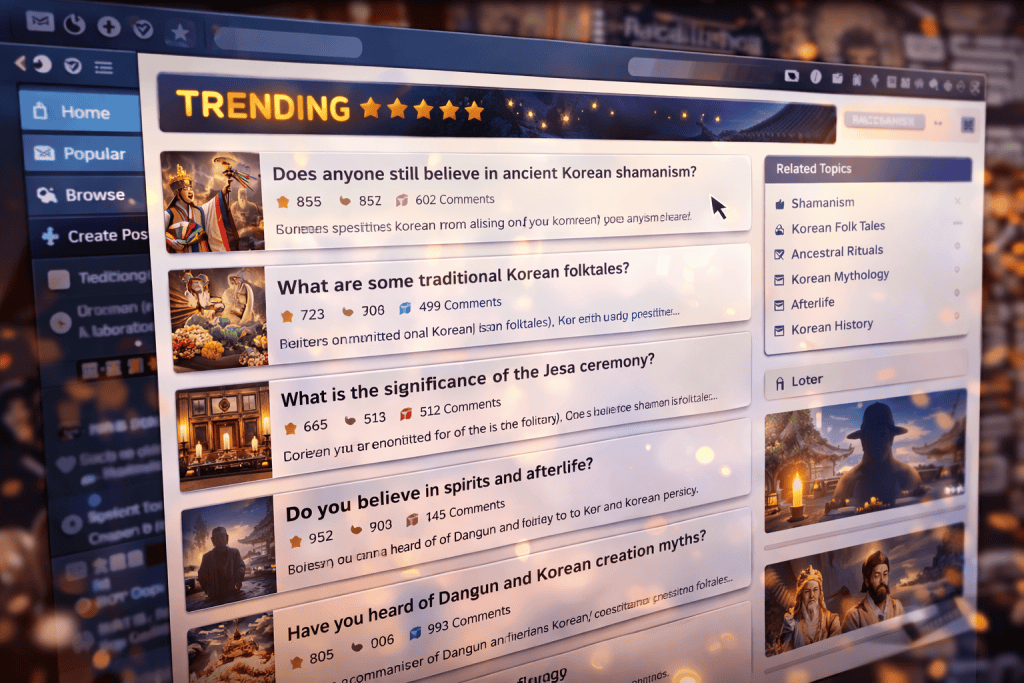 Online discussion threads about ancient Korean beliefs trending