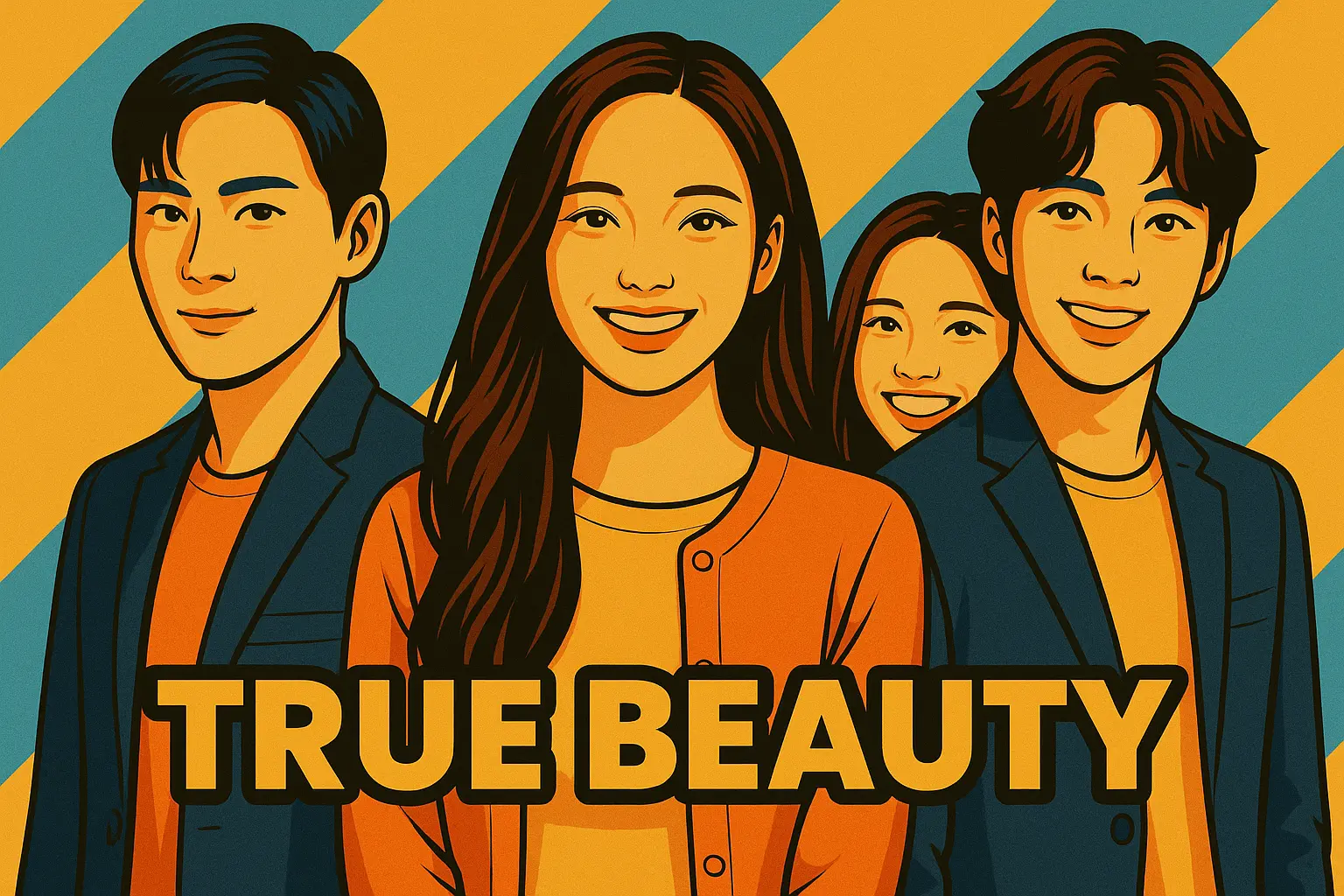 True Beauty drama cast smiling in main poster.